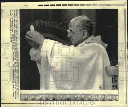 1973 Press Photo Pope Paul VI celebrates Christmas Mass at Vatican City