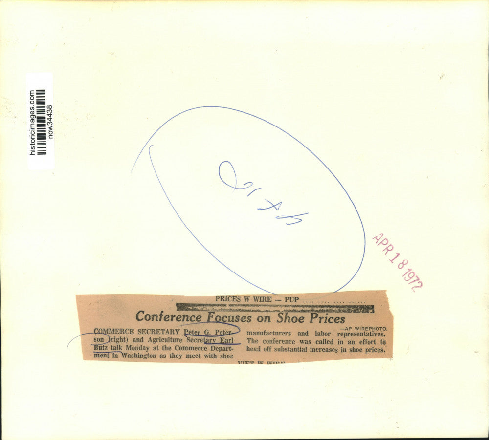 1972 Press Photo Peter Peterson and Earl Butz at Washington Commerce Department