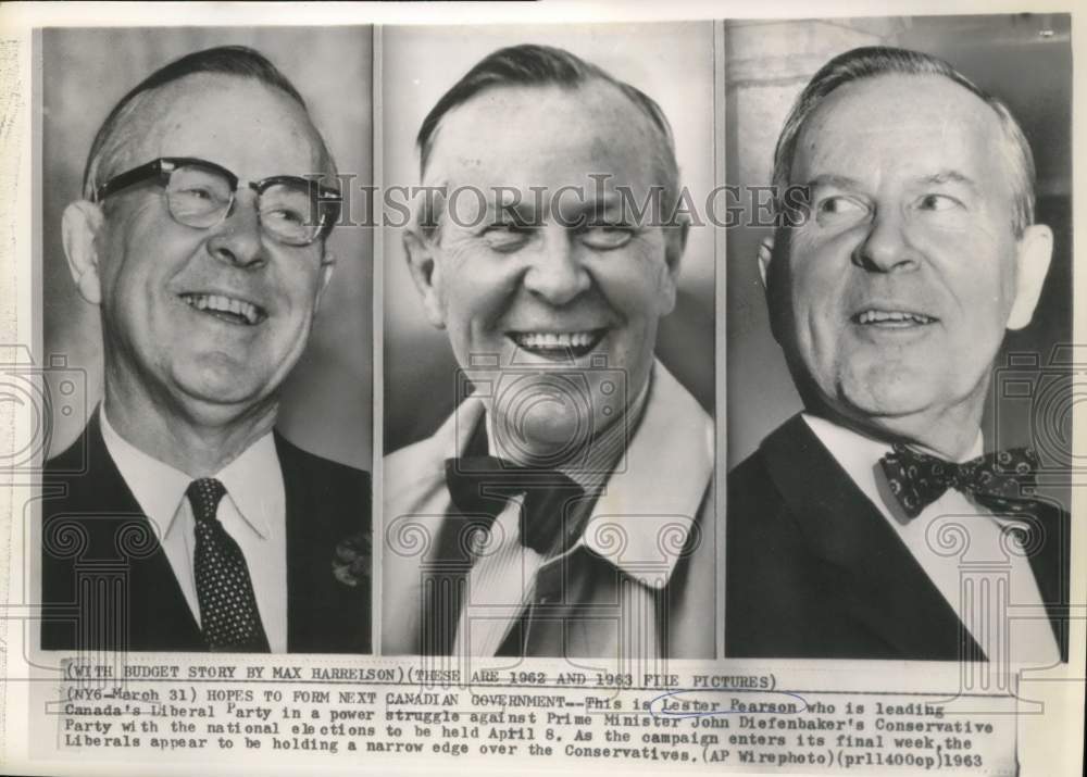 1963 Press Photo Canada&#39;s Lester Pearson campaigns for Prime Minister