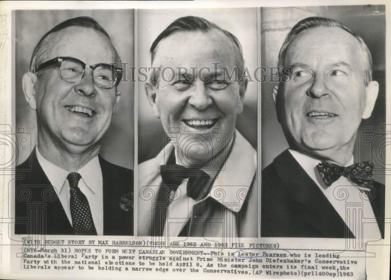 Load image into Gallery viewer, 1963 Press Photo Canada's Lester Pearson campaigns for Prime Minister
