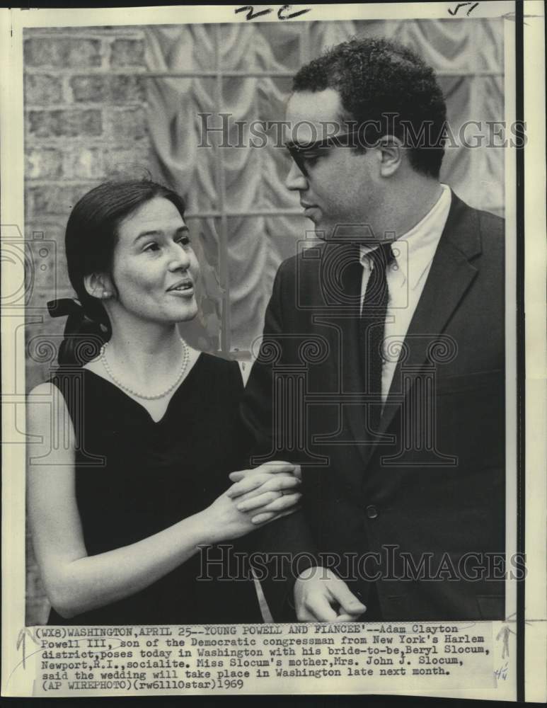 1969 Press Photo Adam Clayton Powell III and fiancee Beryl Slocum in Washington