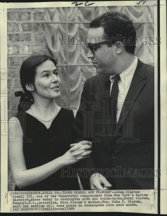 1969 Press Photo Adam Clayton Powell III and fiancee Beryl Slocum in Washington