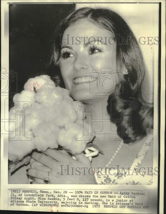 1973 Press Photo Kathy Raskin chosen as Maid of Cotton in Memphis, Tennessee