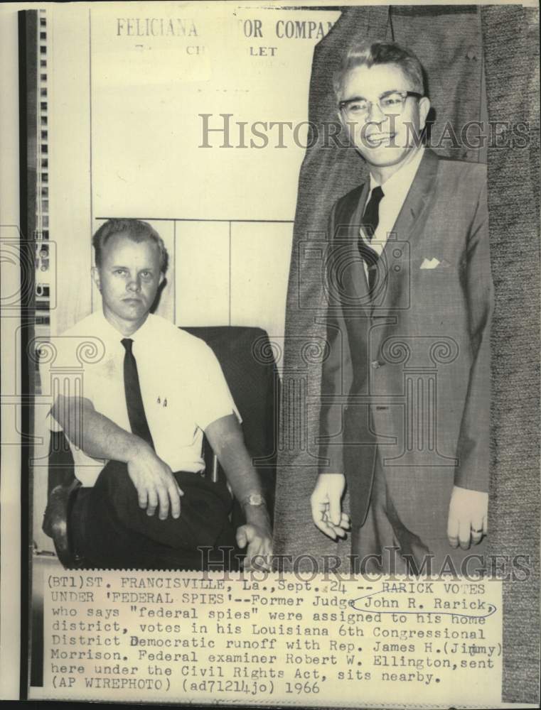 1966 Press Photo Former Judge John Rarick and Robert Ellington at LA voting poll