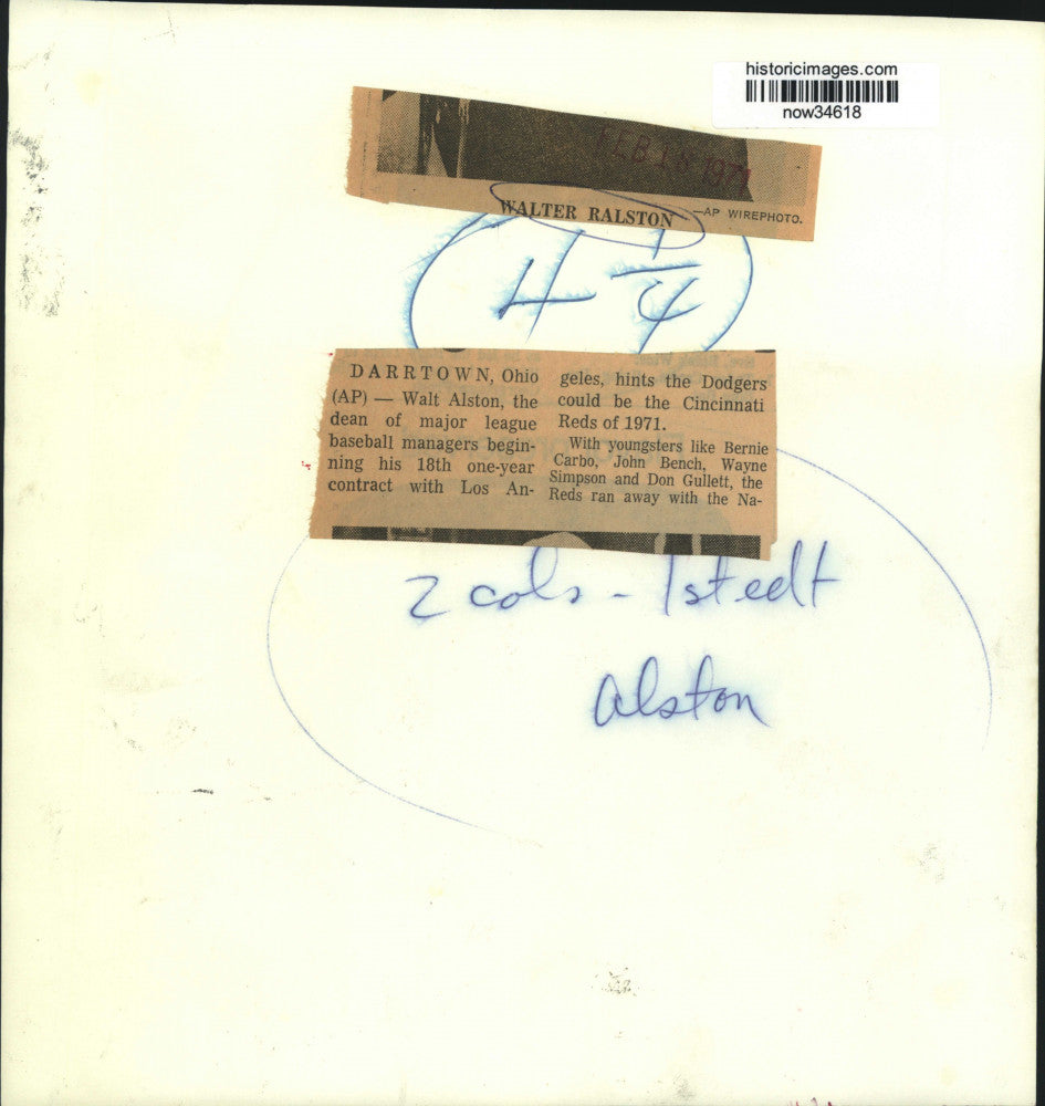 1971 Press Photo Dean of major league baseball managers Walt Alston - now34618