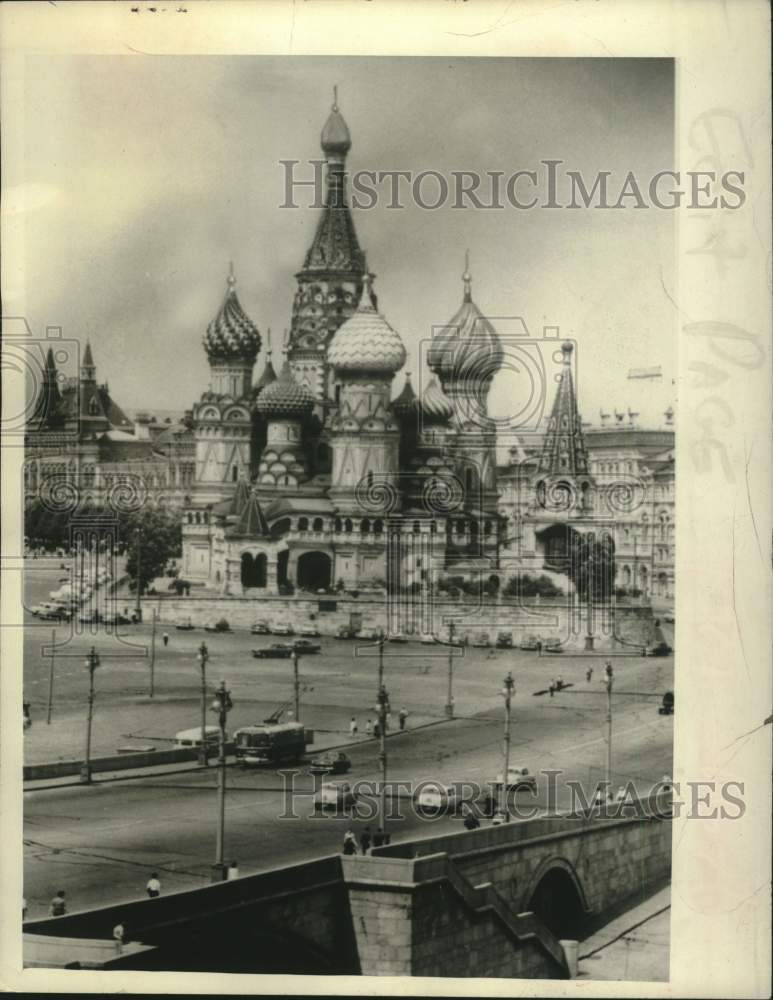 1964 Press Photo Historical Pokrovsky Cathedral in Moscow's Red Square