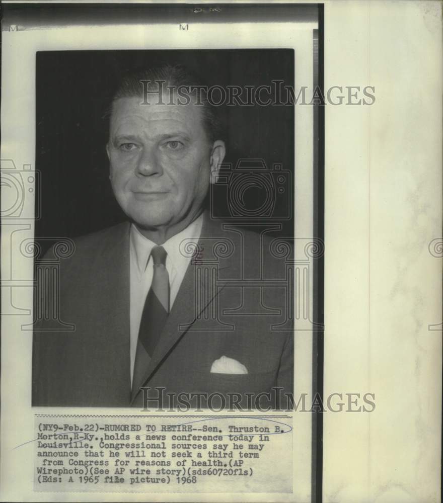 1965 Press Photo Senator Thruston Morton holds news conference in Louisville