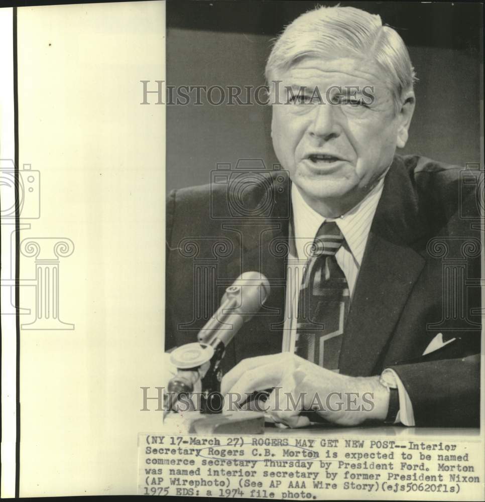1974 Press Photo Interior Secretary Rogers Morton to be named Commerce Secretary