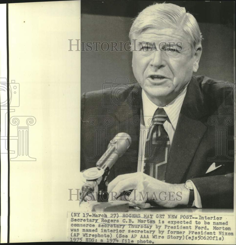 Load image into Gallery viewer, 1974 Press Photo Interior Secretary Rogers Morton to be named Commerce Secretary
