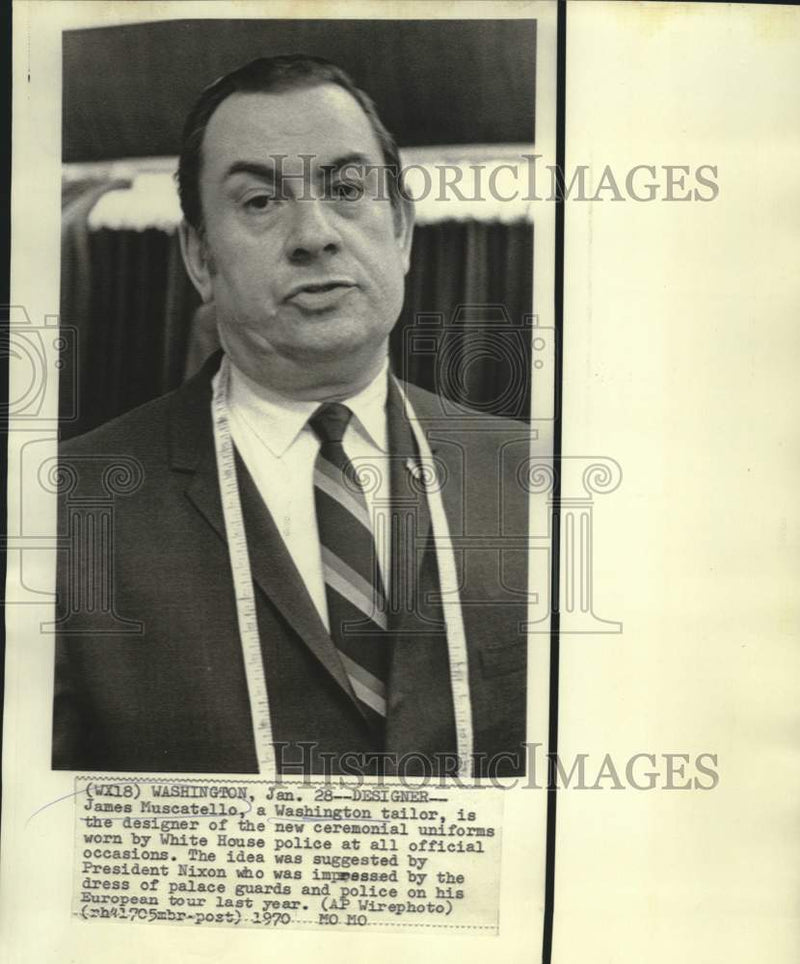 Load image into Gallery viewer, 1970 Press Photo White House police uniform designer James Muscatello
