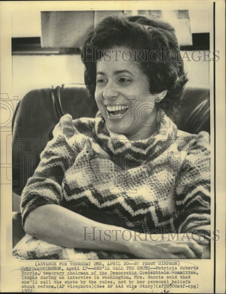 1972 Press Photo Democratic Credentials Committee&#39;s Patricia R. Harris in D.C.