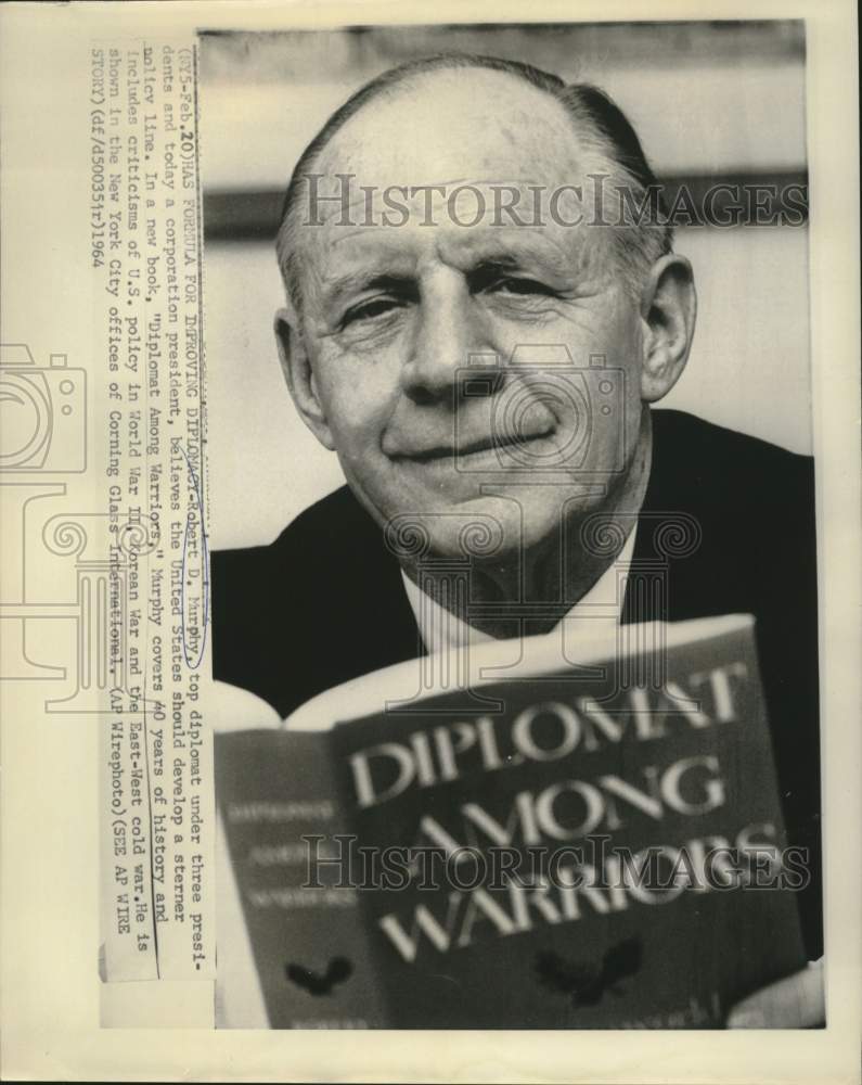 1964 Press Photo Former presidential diplomat and author Robert D. Murphy in NY