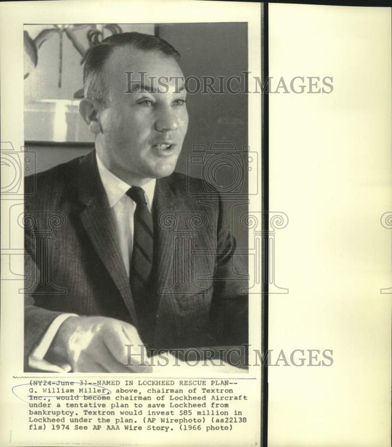 Load image into Gallery viewer, 1966 Press Photo G. William Miller to chair Lockheed's financial rescue plan
