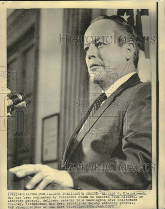 1972 Press Photo Attorney General nominee Richard Kleindienst at news conference