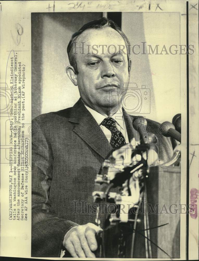 1973 Press Photo Attorney General Richard Kleindienst at news conference