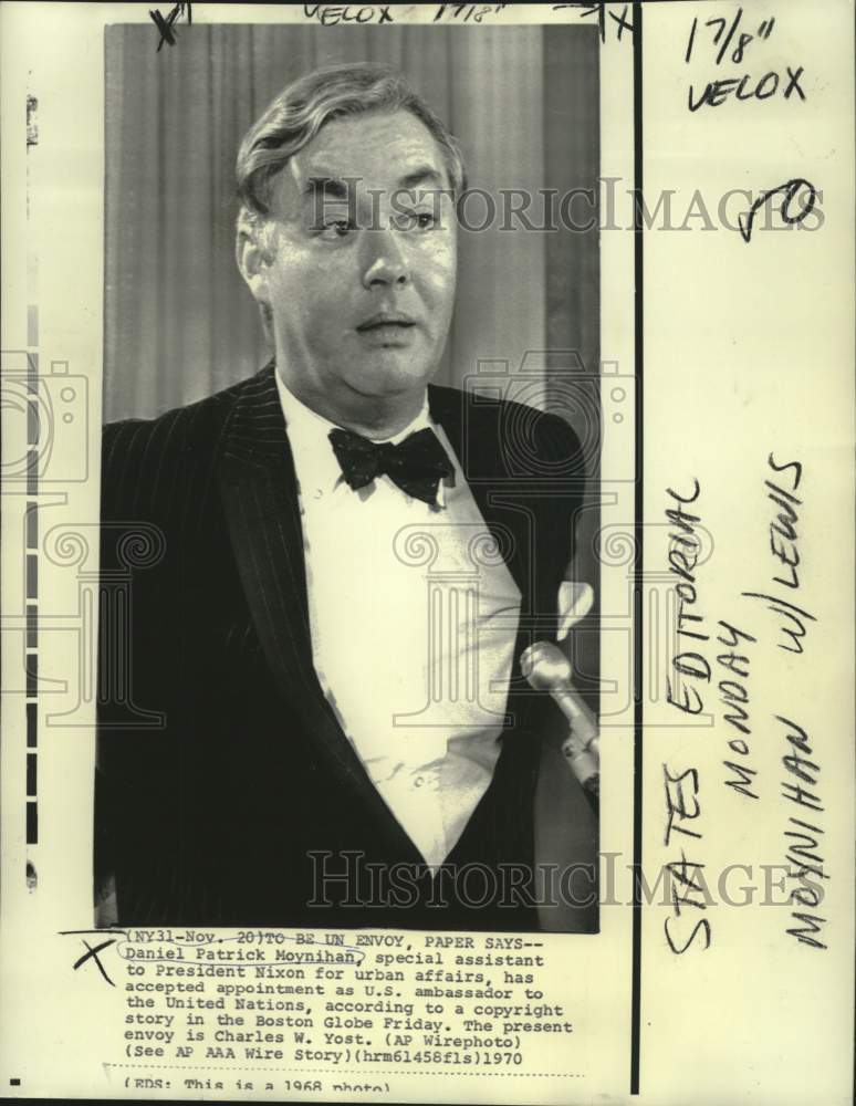 Load image into Gallery viewer, 1968 Press Photo Daniel Moynihan appointed as U.S. Ambassador to United Nations
