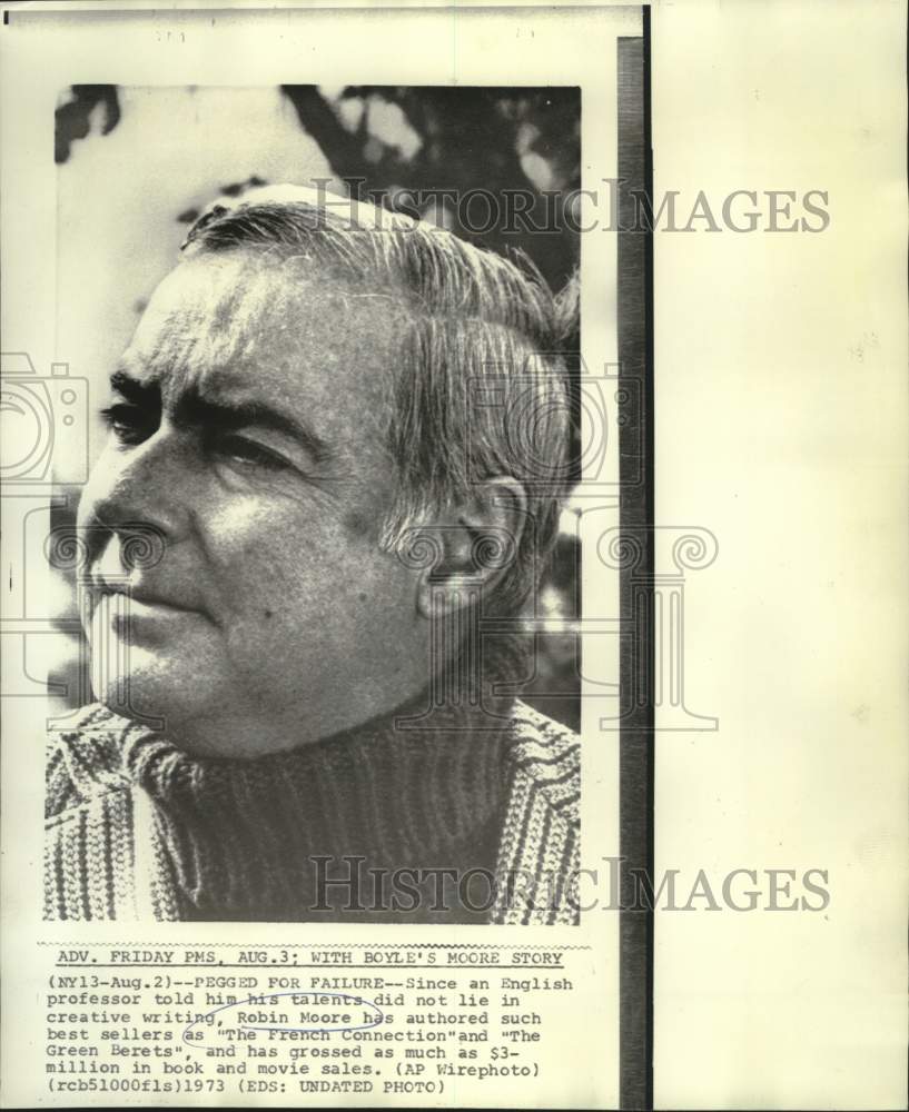 1973 Press Photo Author Robin Moore of &quot;The French Connection.&quot; - now35136