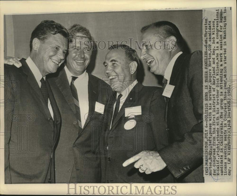 Load image into Gallery viewer, 1962 Press Photo Congressmen Thruston Morton and Bob Wilson with brothers in D.C
