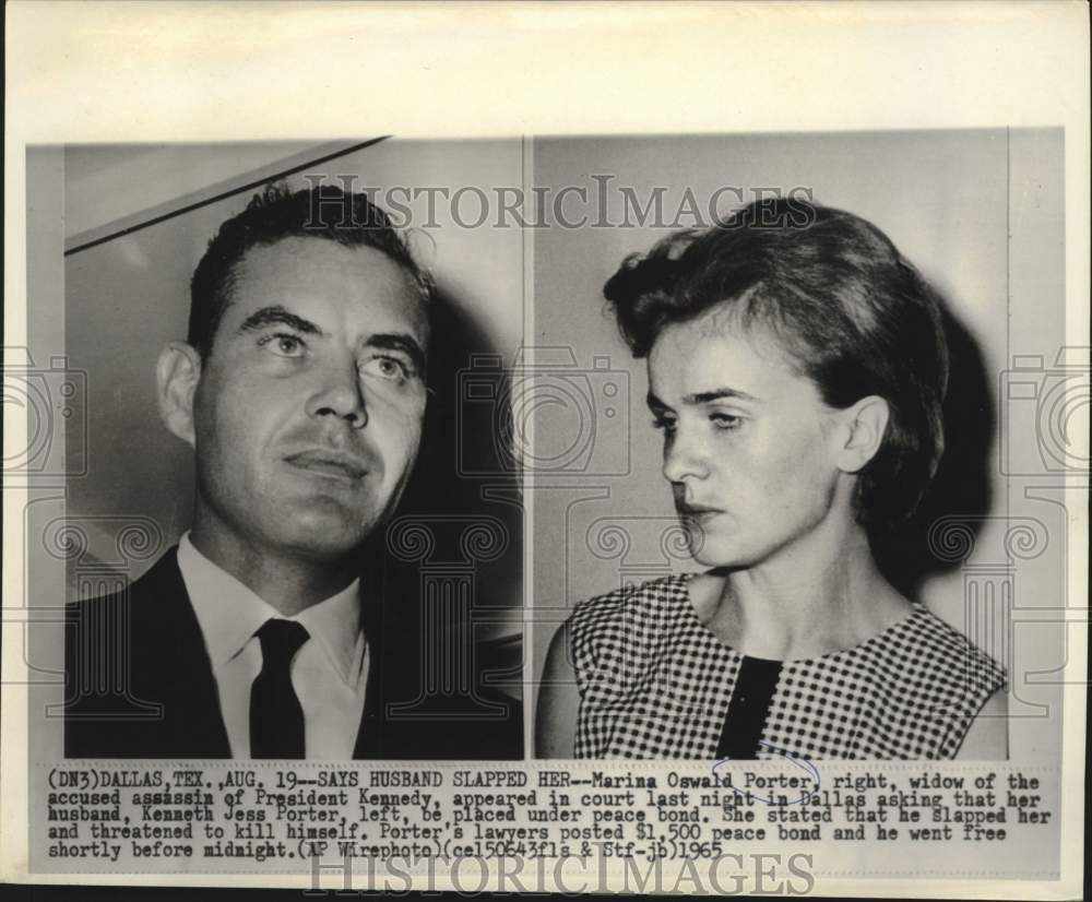 1965 Press Photo Marina Oswald Porter and husband, Kenneth appear at court