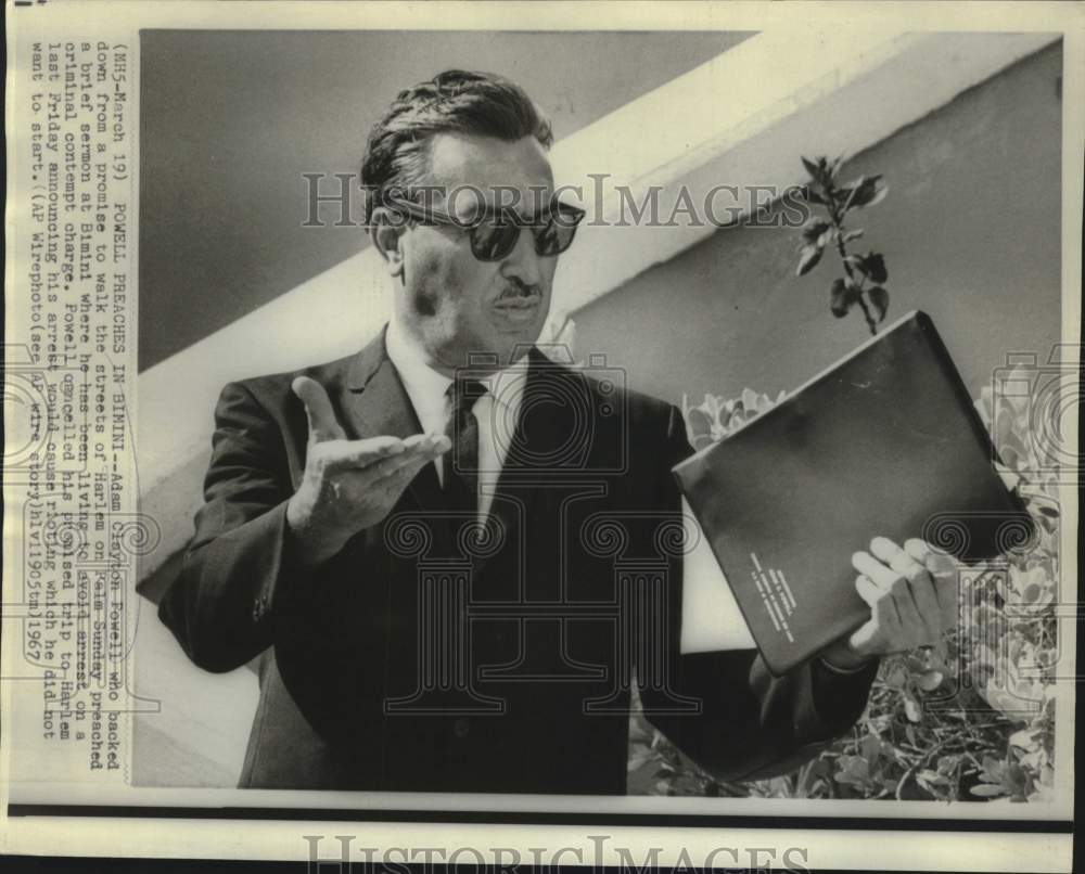 1967 Press Photo Adam Clayton Powell preached Palm Sunday sermon on Bimini