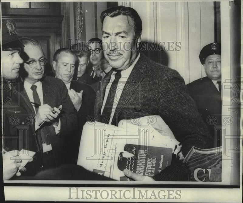 Load image into Gallery viewer, 1967 Press Photo Representative Adam Clayton Powell leaves House meeting
