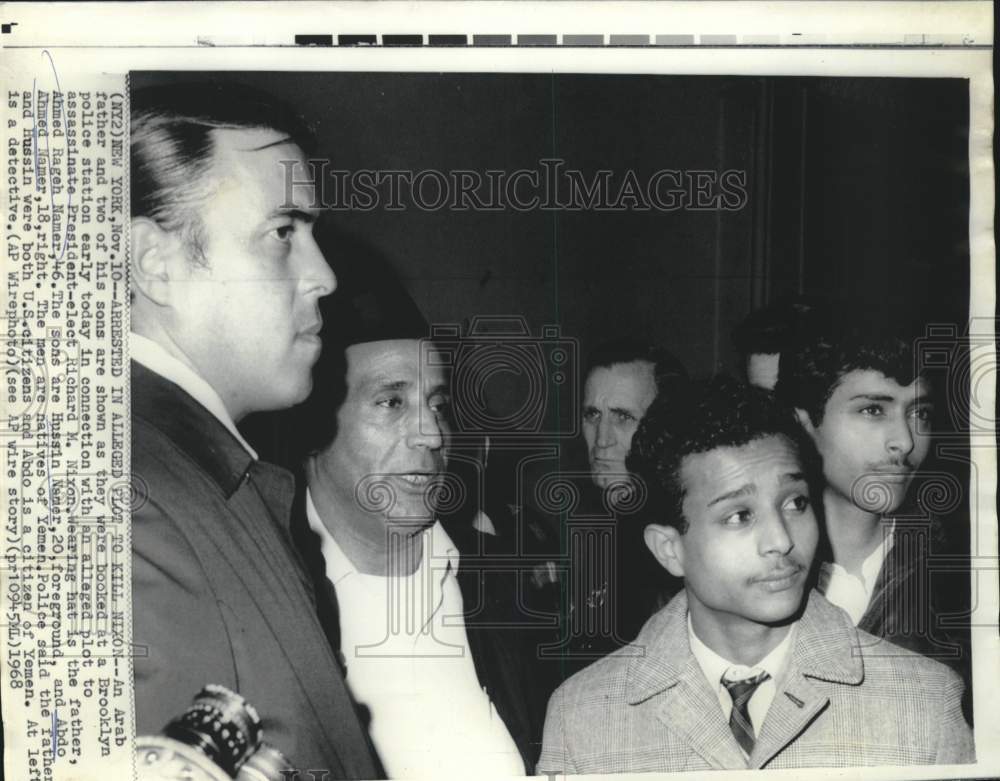 1968 Press Photo Ahmed Rageh Namer and sons booked in Brooklyn, New York