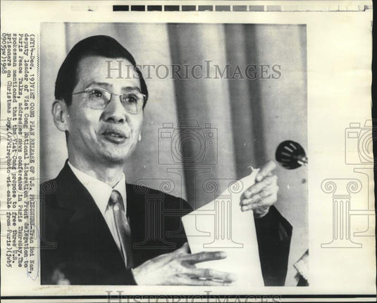 1968 Press Photo Viet Cong leader Tran Hoi Nam at Paris Peace Talks - now35741