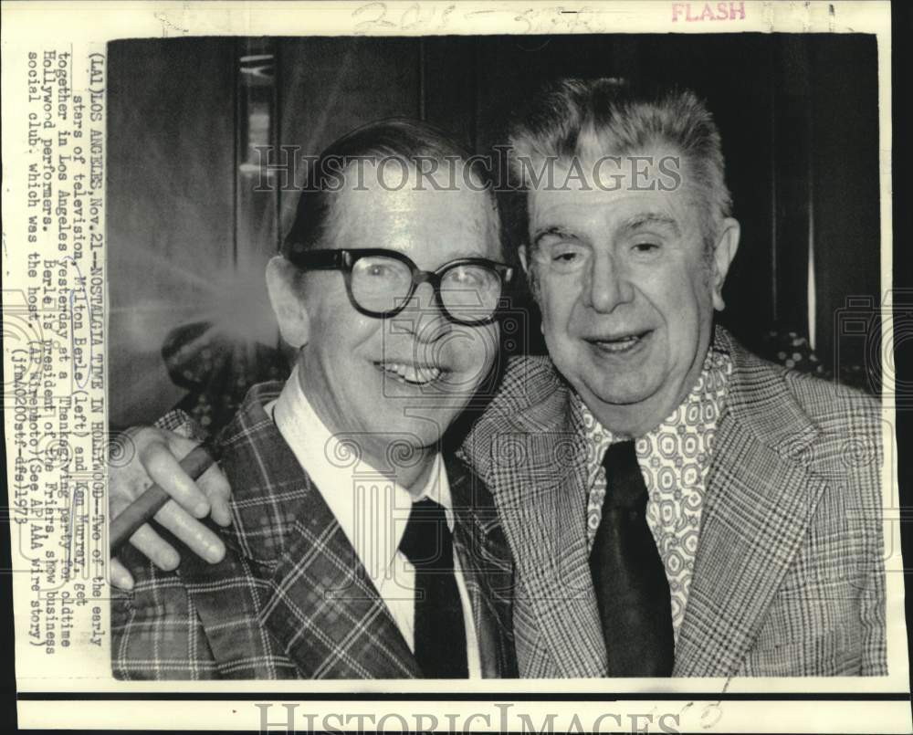1973 Press Photo Nostalgia time in Hollywood with Milton Berle and Ken Murray