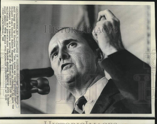 1968 Press Photo Pollster Louis Harris speaks at National Press Club