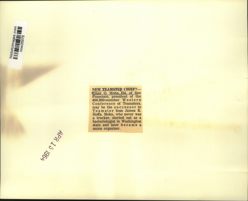 1964 Press Photo Einar Mohn who may be successor to James R. Hoffa. - now35976