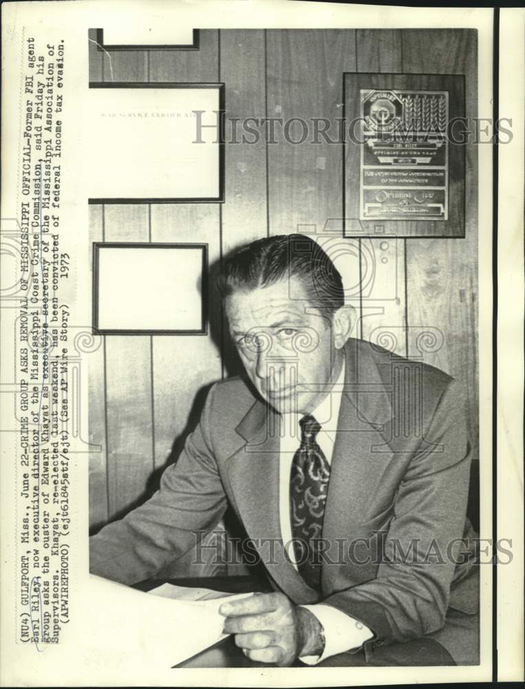 1973 Press Photo Mississippi Coast Crime&#39;s Earl Riley wants official&#39;s removal