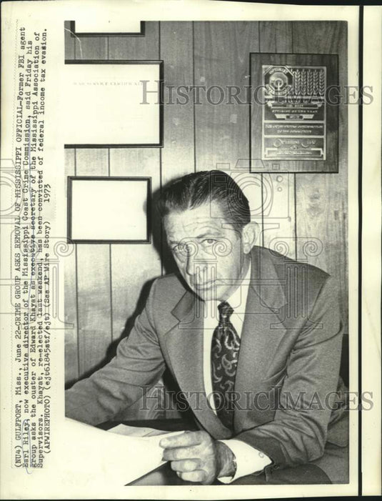 1973 Press Photo Mississippi Coast Crime's Earl Riley wants official's removal