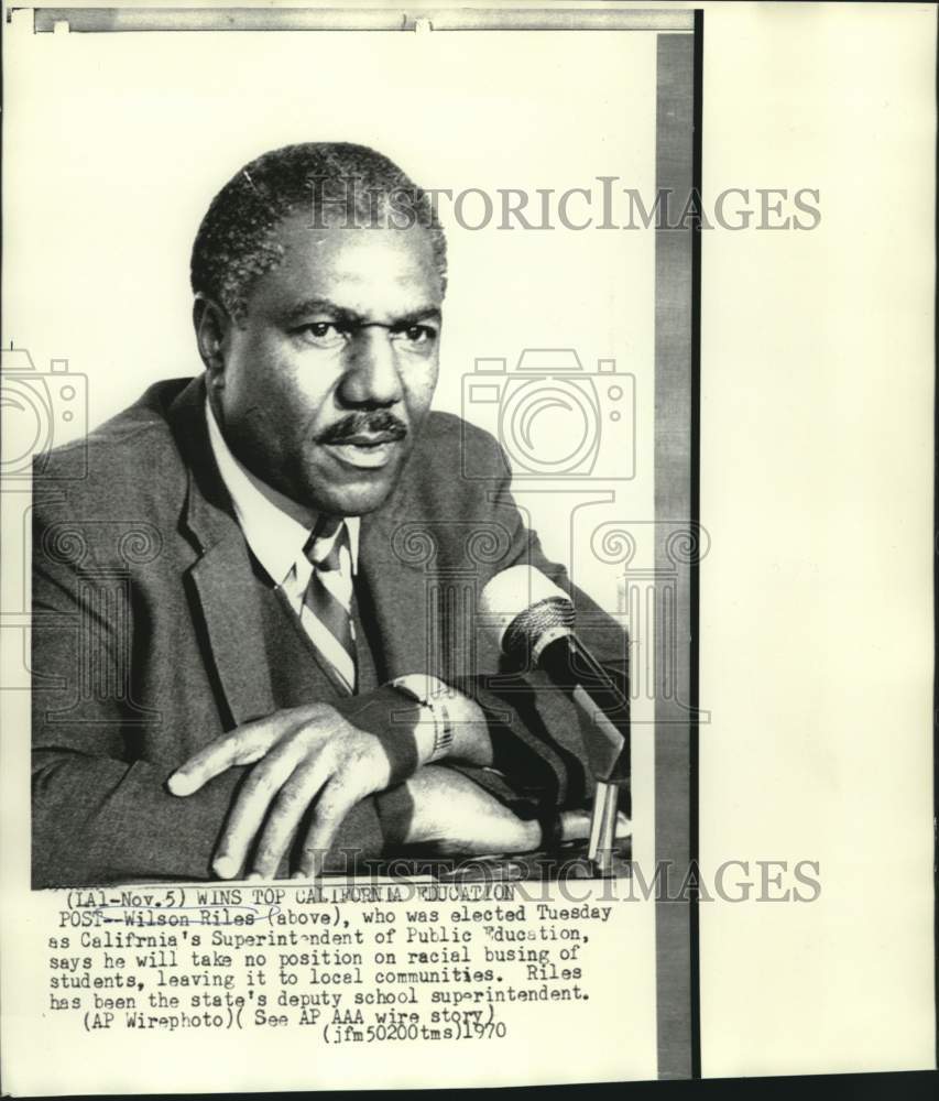 1970 Press Photo Wilson Riles elected CA's Public Education Superintendent