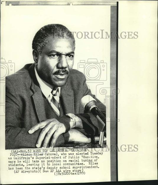1970 Press Photo Wilson Riles elected CA's Public Education Superintendent