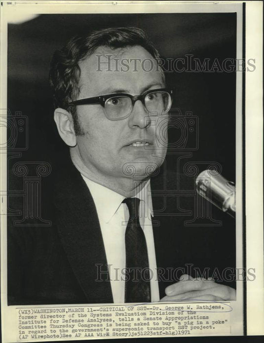 1971 Press Photo Dr. George Rathjens testifies at Senate Appropriations hearing