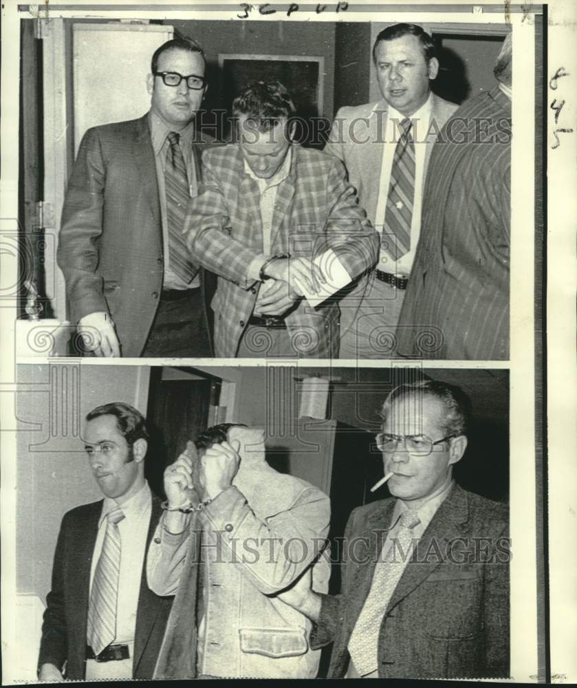 1972 Press Photo Woodrow and Franklin Ransonette escorted into Dallas Courthouse