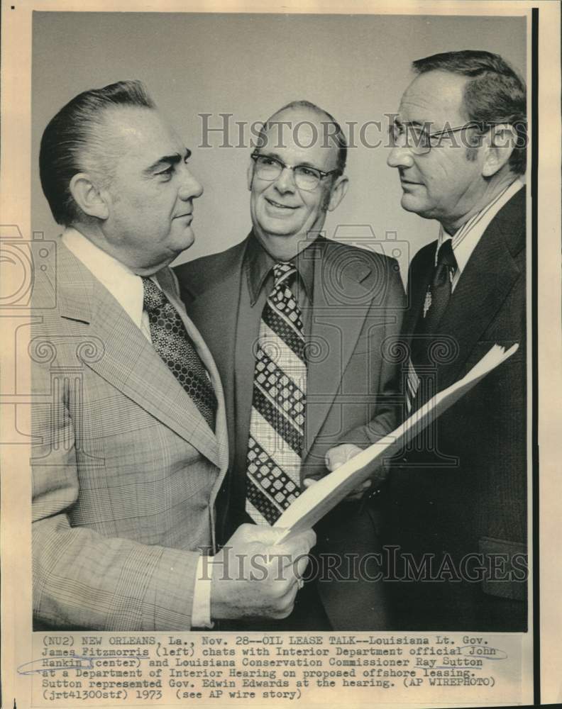 1973 Press Photo Louisiana officials chat with John Rankin in New Orleans