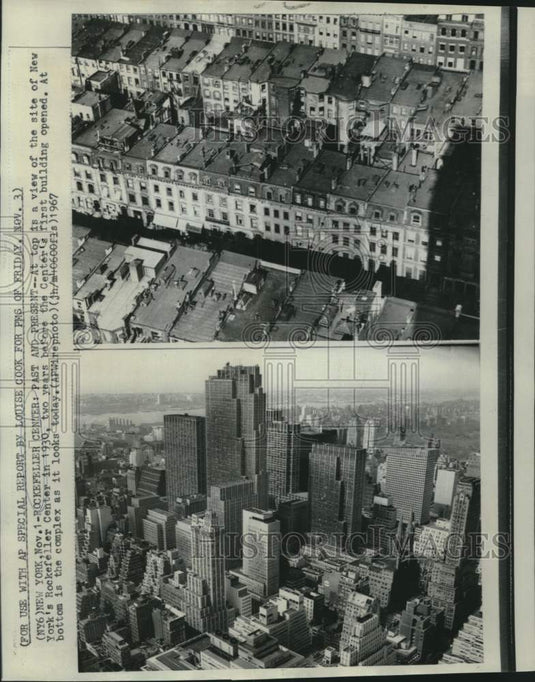 1967 Press Photo New York's Rockefeller Center in 1930 and the complex today