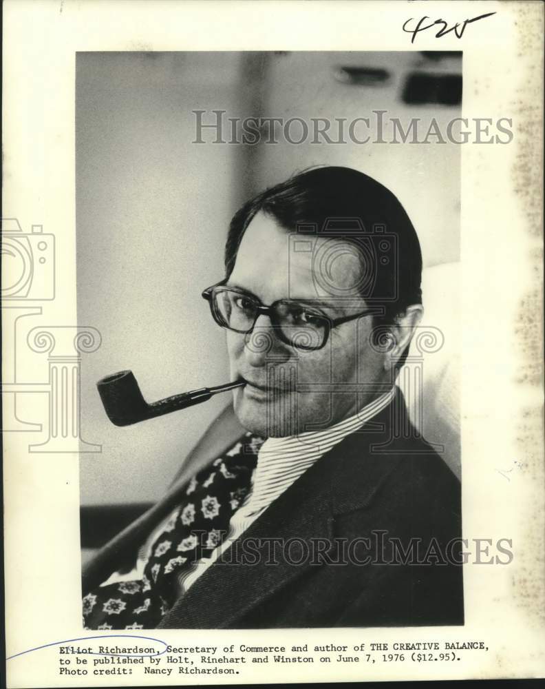1976 Press Photo Secretary of Commerce, Author Elliot RIchardson - now36323