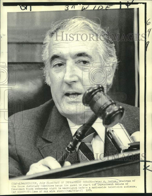 1974 Press Photo House Judiciary chairman Peter Rodino at impeachment debate