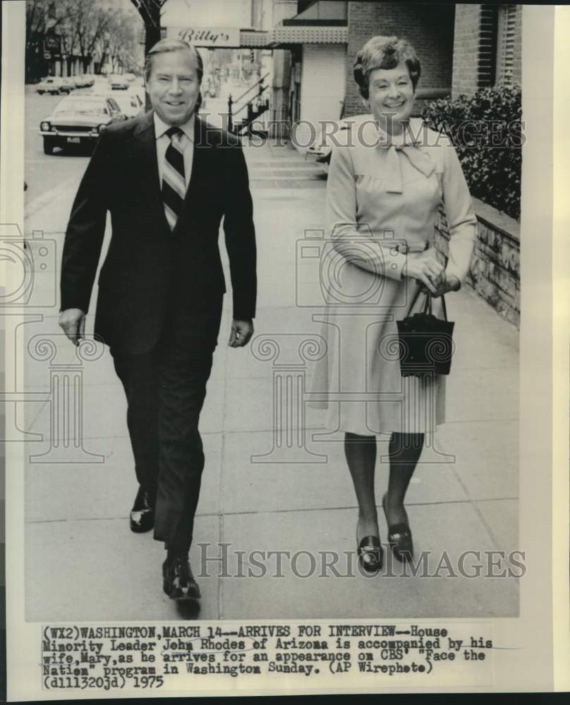 1975 Press Photo House minority leader John Rhodes and wife Mary in Washington