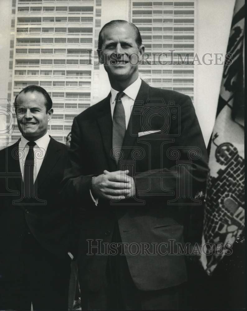 Load image into Gallery viewer, 1966 Press Photo Studio exec. Richard Zanuck welcomes Prince Philip, Hollywood
