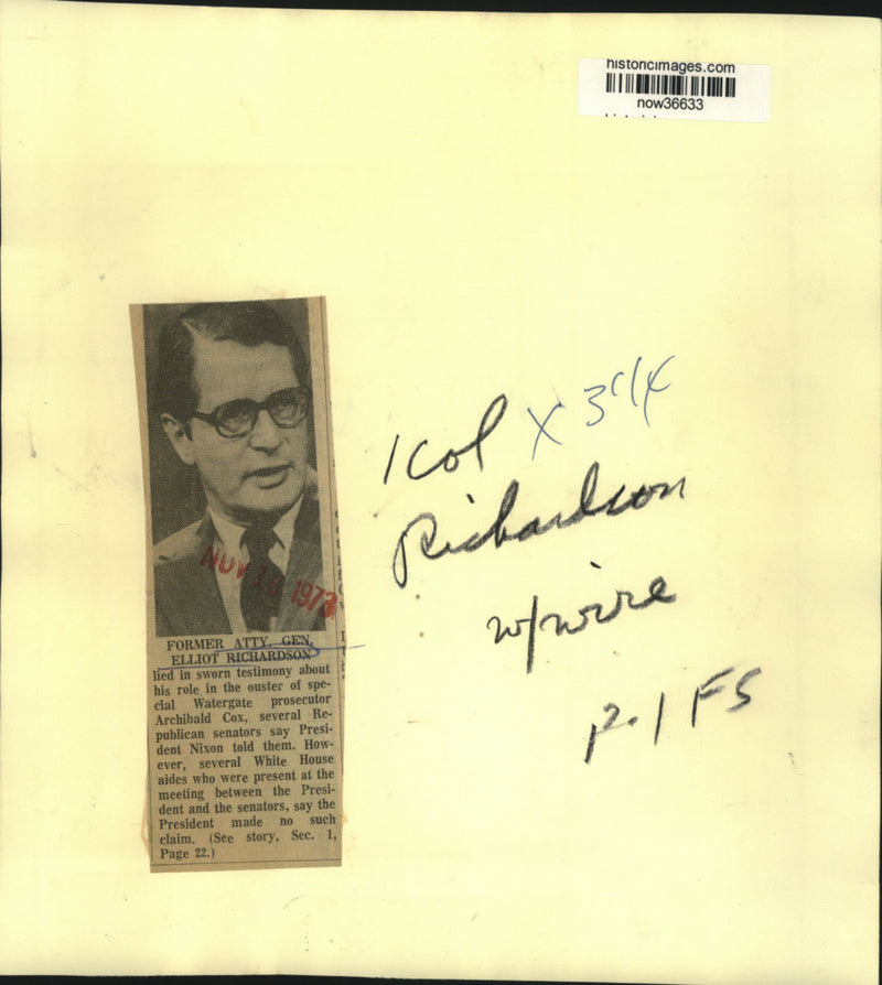 Load image into Gallery viewer, 1973 Press Photo Former Attorney General Elliot Richardson - now36633
