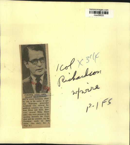 1973 Press Photo Former Attorney General Elliot Richardson - now36633