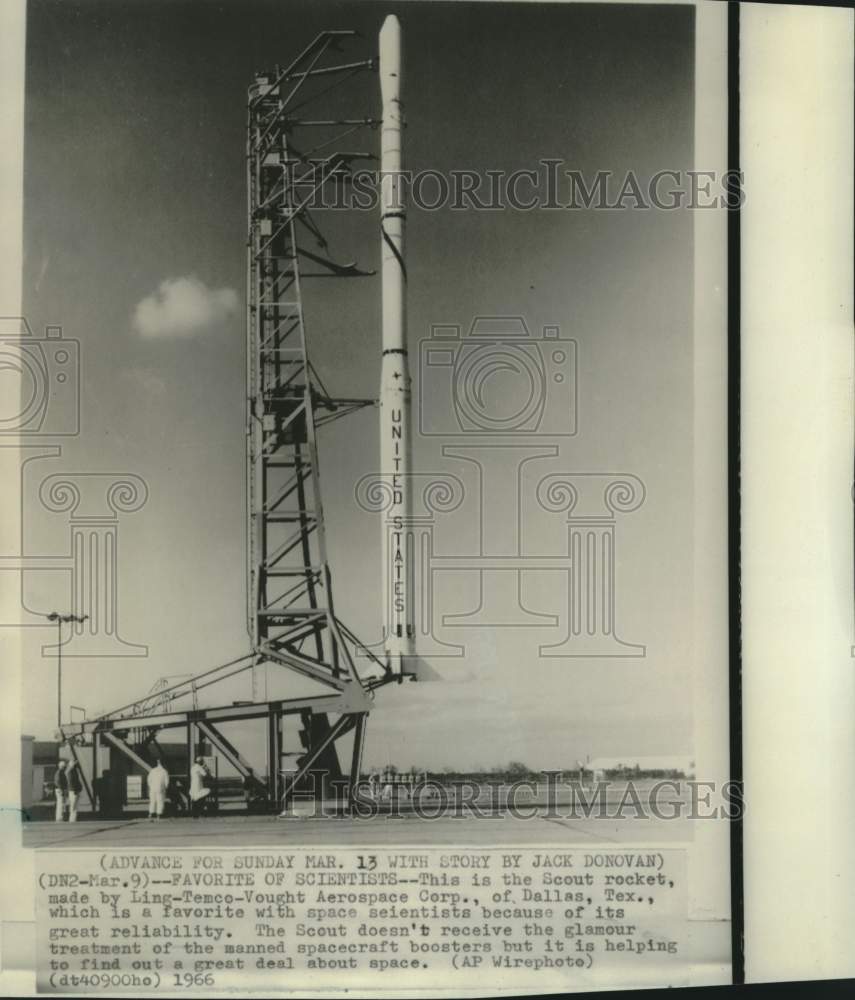 1966 Press Photo Scout Rocket Helps Scientists with Space Research - now36641