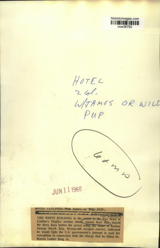 1968 Press Photo London's Pax Hotel where James Earl Ray was arrested