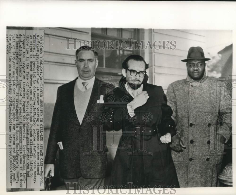 1959 Press Photo Burton Pugach and lye-throwing principals arrested in New York