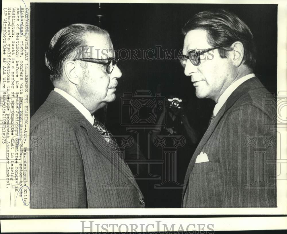 1973 Press Photo Attorney General-Designate Elliot Richardson at Senate