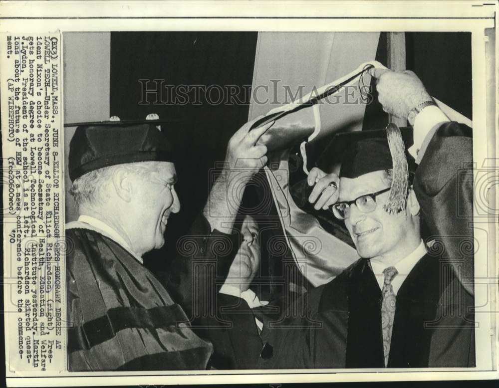 1970 Press Photo Undersecretary of State Elliot Richardson Gets Honorary Degree