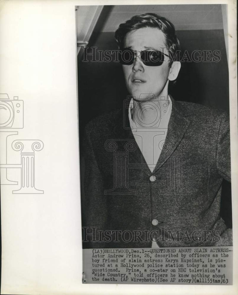 Load image into Gallery viewer, 1963 Press Photo Actor Andrew Prine questioned in Hollywood on actress death
